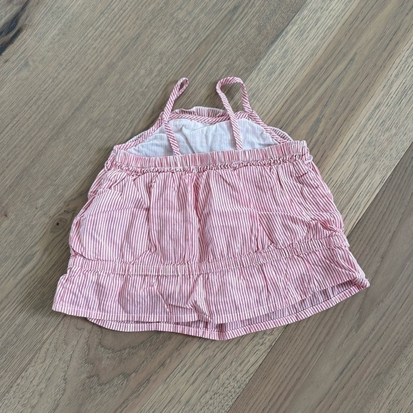 Old Navy Girls Red and White Striped Ruffle Spaghetti Strap Tank Top Size 12M - Picture 3 of 10